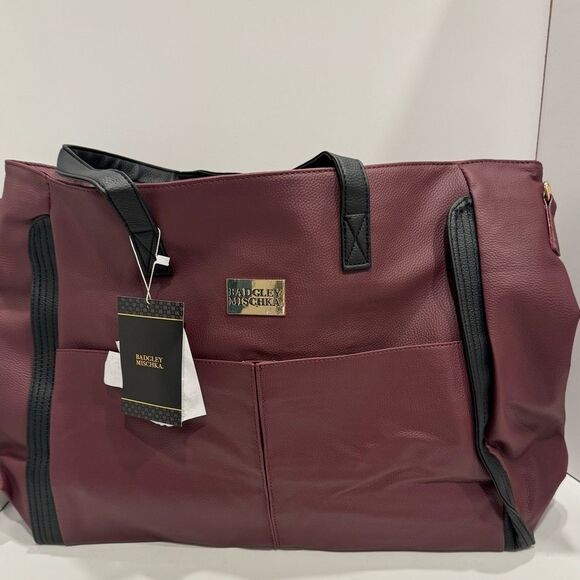 Badgley Mischka Rose XL Vegan Leather Travel Tote Weekender Bag luggage bag - Picture 13 of 16